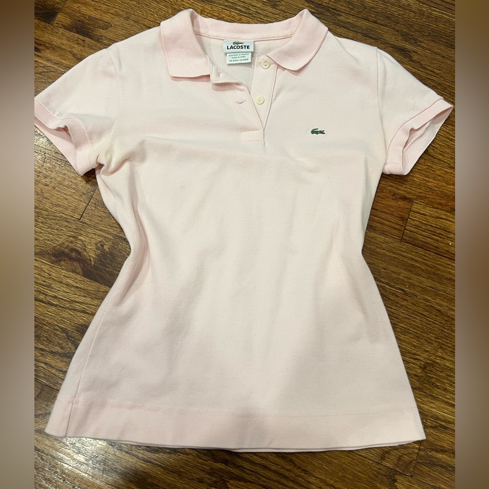 Vintage Lacoste Women's Pink Polo Shirt